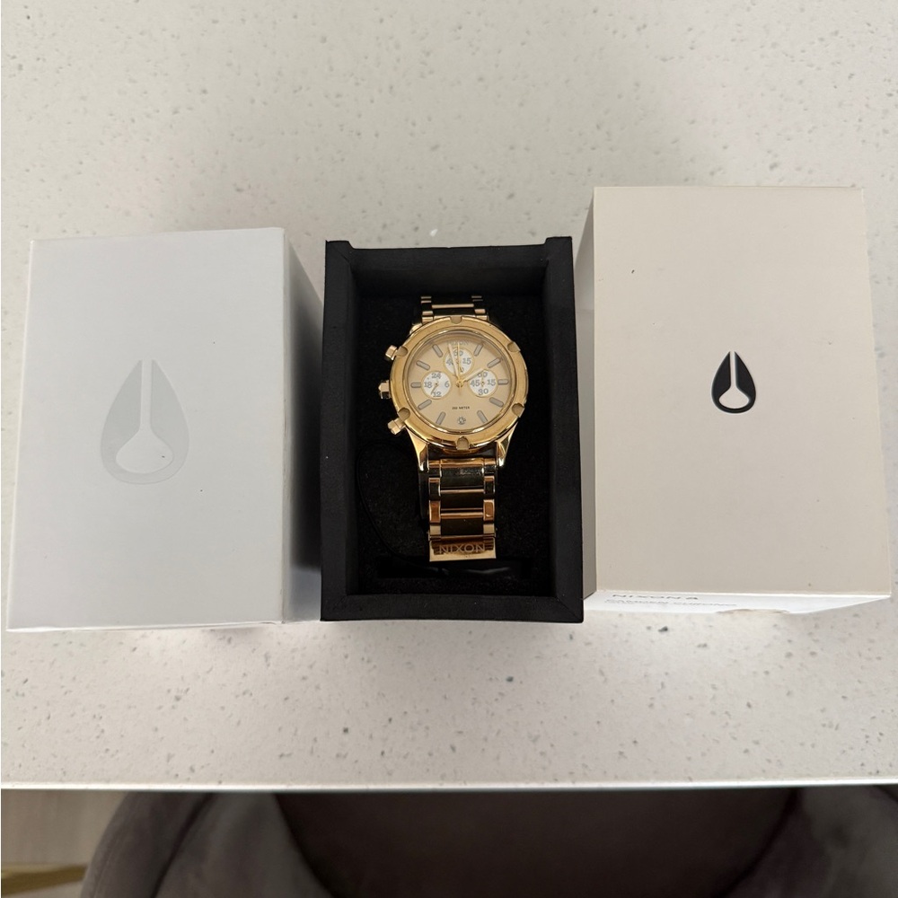 Nixon Gold-Tone Chronograph Timepiece